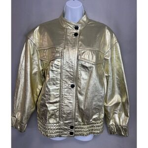 Metallic Gold Women's Leather Jacket - Luxe Shimmer